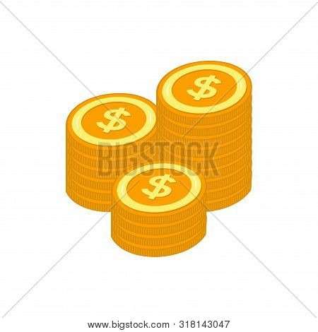 Dollar Coins Vector Icon, Money Dollar Coins Sign - Dollar Bill Symbol