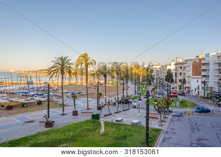 Sitges,spain - May 20,2019 - Morning In The Sitget Streets. Sitges Is Located Between The Garraf Mas