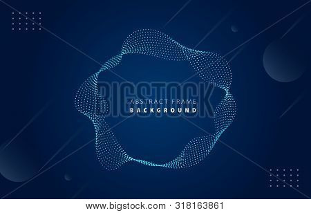 Futuristic Metal Tiffany Blue Gradient Dot Wave Frame Vector Blued Memphis Background, Dotted Rotate