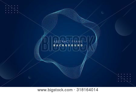 Futuristic Metal Tiffany Blue Gradient Dot Wave Frame Vector Blued Memphis Background, Dotted Rotate