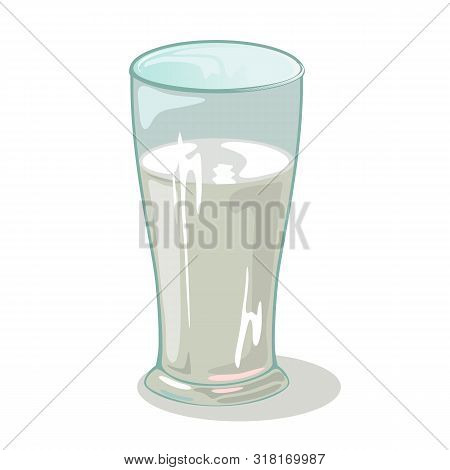 Long Faceted Glass Cup With Water. Drinking Vessels. Transparent Tableware With Chemical Or Medical 
