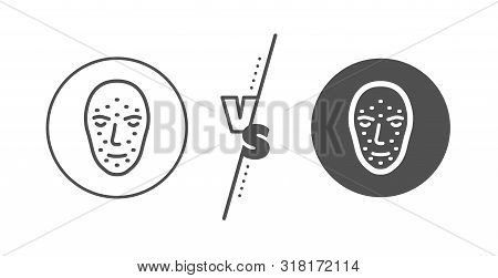 Facial Recognition Sign. Versus Concept. Face Biometrics Line Icon. Head Scanning Symbol. Line Vs Cl