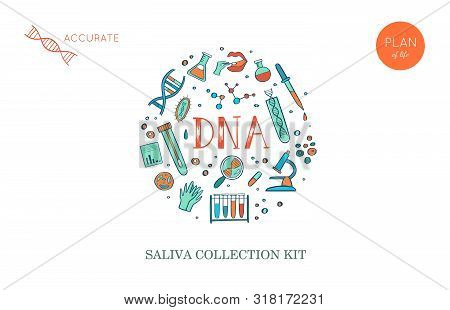Vector Ethnicity And Genealogy Dna Genetic Test Home Kit Cover, Design Template, Background. Hand Dr