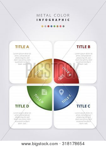 Metal Color Infographic Vector Design, Metallic Gradient Colorful Ui Template, Elegant Business Work