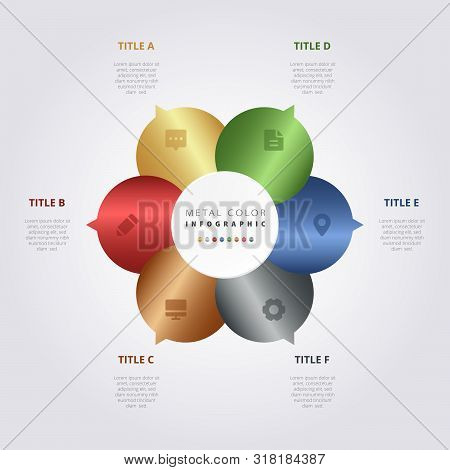 Metal Color Infographic Vector Design, Metallic Gradient Colorful Ui Template, Elegant Business Work