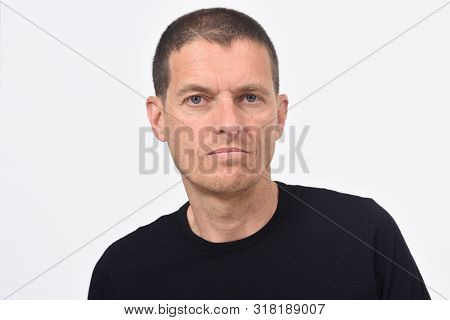 Portrai Of A Middle Aged Man On White