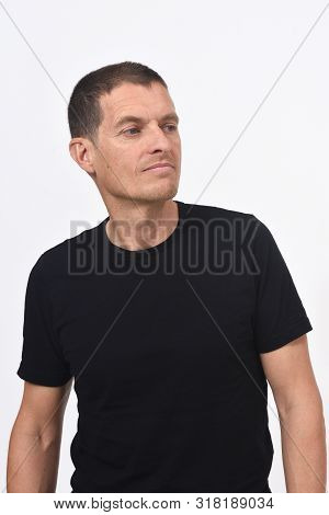 Portrai Of A Middle Aged Man On White