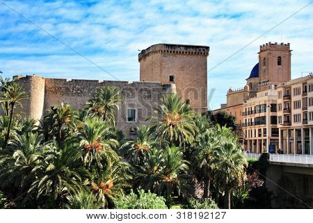Elche, Alicante, Spain- December 12, 2018: Beautiful And Lush Landscape Of The Vinalopo Riverbed In 