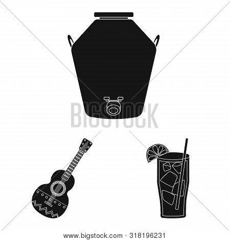 Vector Design Of Carnival And National Symbol. Set Of Carnival And Tequila Vector Icon For Stock.