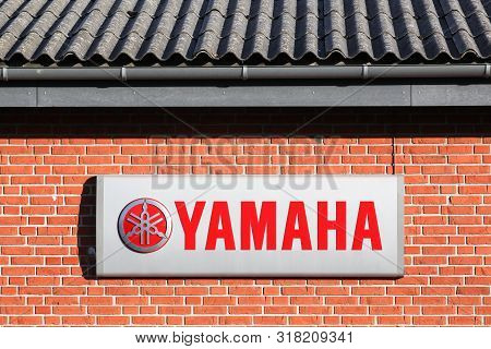 Skanderborg, Denmark - July 16, 2019: Yamaha Logo On A Wall. Yamaha Is A Japanese Multinational Corp