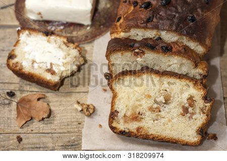 Barmbrack Or Bairin Breac Is A Traditional Irish Sweet Yeast Bread With Grapes And Raisins, Often Ea