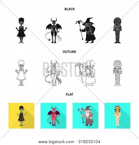 Vector Illustration Of Mystic And Hell Logo. Set Of Mystic And Devilry Stock Symbol For Web.