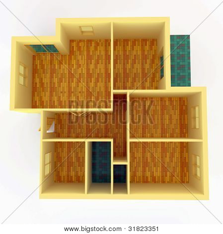 Huoneisto seinät ylhäältä