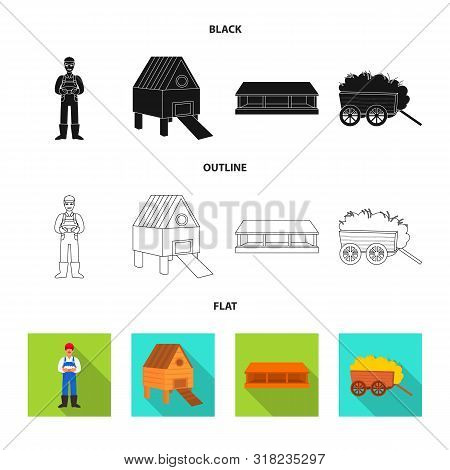 Vector Design Of Countryside And Plant Icon. Set Of Countryside And Farming Vector Icon For Stock.