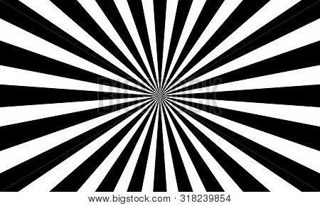 Monochrome Black And White Abstract Sunburst Pattern Background.