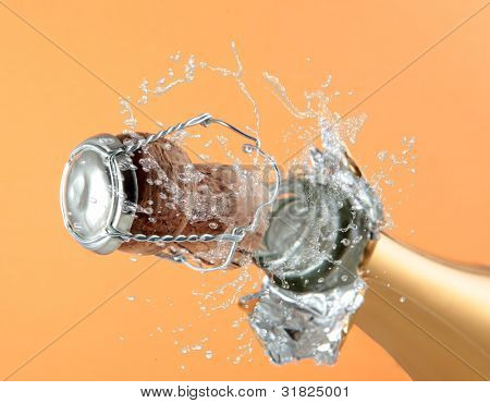 Bottiglia di Champagne cork popping