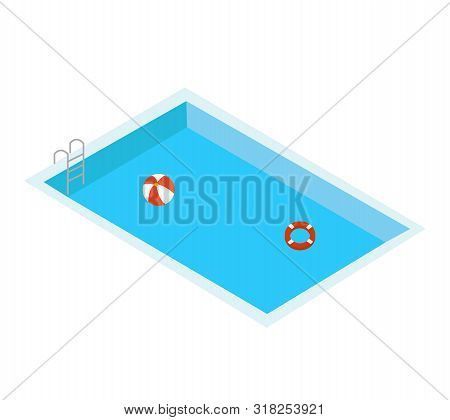 Swimming Pool On White Background. Flat Style. Hello Summer. Swimming Pool On White Background. Flat