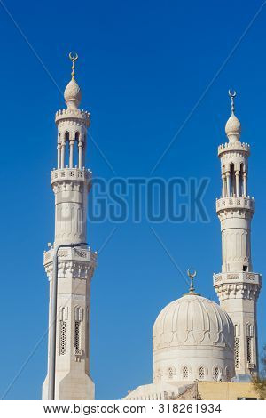 White Central Mosque In Hurghada City, Egypt