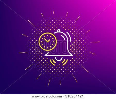 Time Management Line Icon. Halftone Pattern. Alarm Clock Sign. Watch Symbol. Gradient Background. Ti