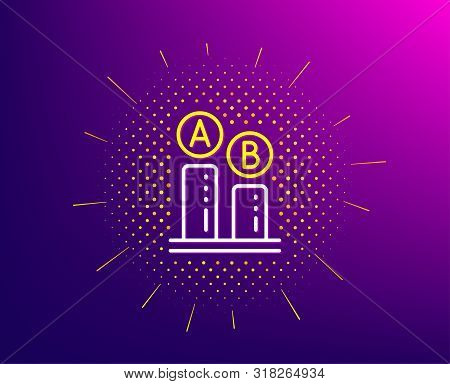 Ab Testing Line Icon. Halftone Pattern. Ui Test Chart Sign. Gradient Background. Ab Testing Line Ico