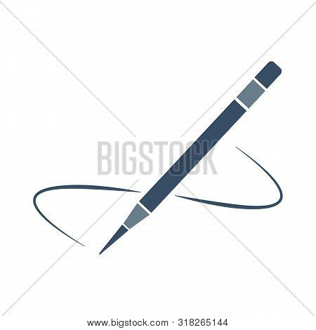 Pencil Icon. Illustration Of A Pencil Making A Line On A White Background. Pencil Silhouette. Pencil