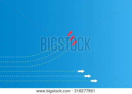 Have Leadership Or Different Concepts With Directions Arrow Red And White Paper And Route Lines On A
