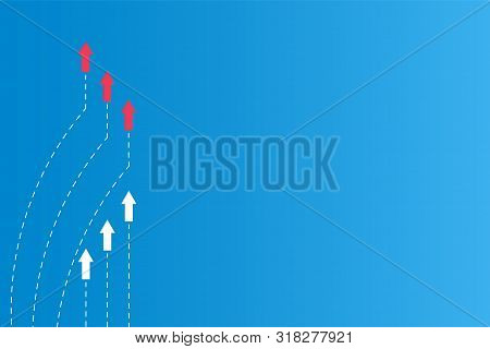 Have Leadership Or Different Concepts With Directions Arrow Red And White Paper And Route Lines On A