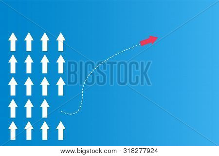 Have Leadership Or Different Concepts With Directions Arrow Red And White Paper And Route Lines On A