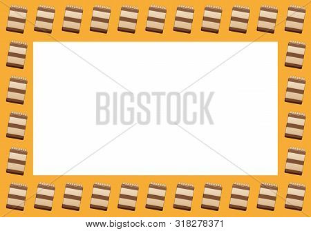 Frame With Chocolate Cakes On An Orange Background