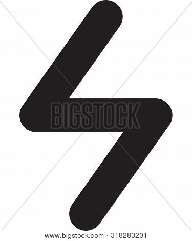 Ancient Scandinavic Rune Sowuli. Viking Futhark Alphabet. Flat Black Line Icon. Graphic Element. Vec