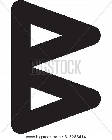 Ancient Scandinavic Rune Berkana. Viking Futhark Alphabet. Flat Black Line Icon. Graphic Element. Ve
