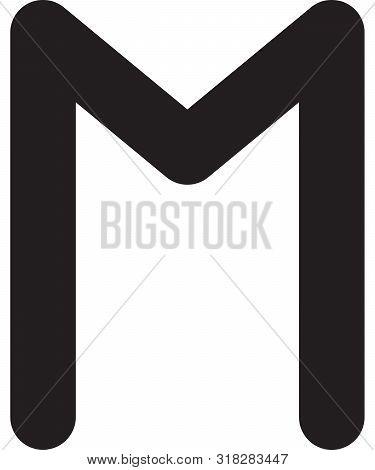 Ancient Scandinavic Rune Ehwaz. Viking Futhark Alphabet. Flat Black Line Icon. Graphic Element. Vect
