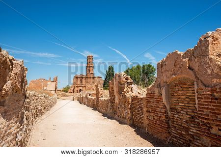 Ruins Of Belchite, Spain, Town In Aragon That Was Completely Destroyed During The Spanish Civil War 