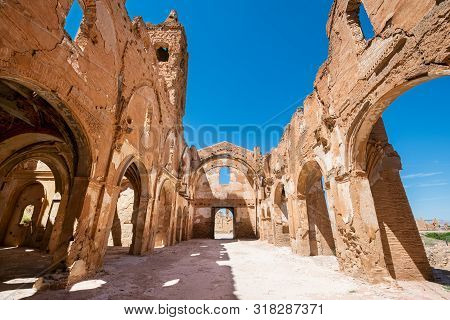 Ruins Of Belchite, Spain, Town In Aragon That Was Completely Destroyed During The Spanish Civil War 