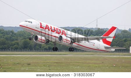Airplane Takes Off From Dusseldorf Airport