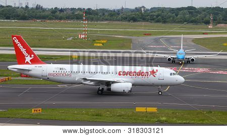 Airplane Taxi In Dusseldorf Airport