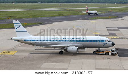Airplane Taxi In Dusseldorf Airport