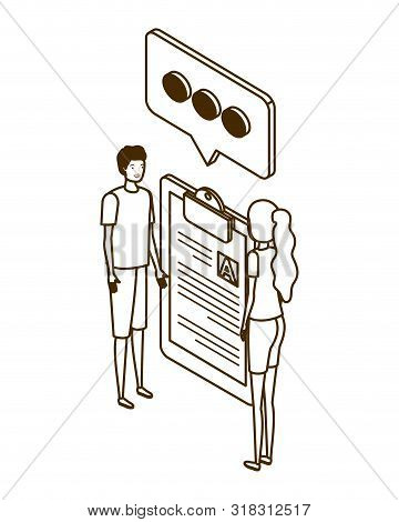 Couple Of People With Curriculum Vitae On White Background Vector Illustration Design