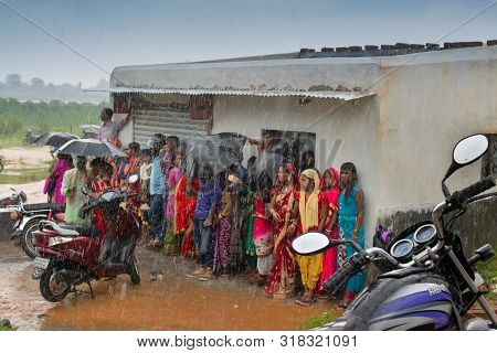 Purulia, West Bengal, India - Monday 14th August 2017 : Moody Image Of Monsoon, Rural People Taken S