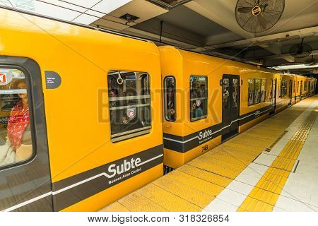 Buenos Aires, Argentina - June 22, 2017: Train At The New Constitucion Station