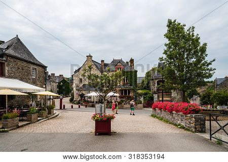 Rochefort-en-terre , France - July 26, 2018: View Of The Picturesque Medieval Village, One Of The Mo