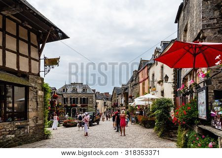 Rochefort-en-terre , France - July 26, 2018: View Of The Picturesque Medieval Village, One Of The Mo
