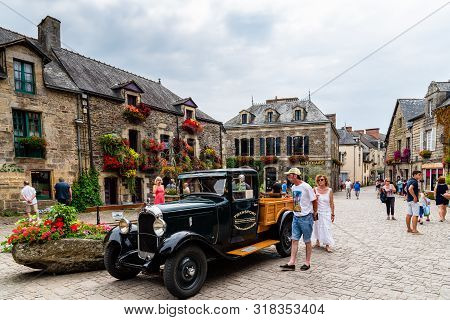 Rochefort-en-terre , France - July 26, 2018: View Of The Picturesque Medieval Village, One Of The Mo