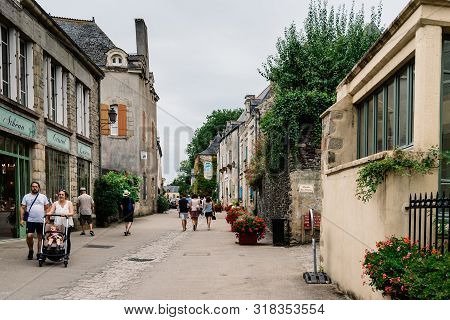 Rochefort-en-terre , France - July 26, 2018: View Of The Picturesque Medieval Village, One Of The Mo