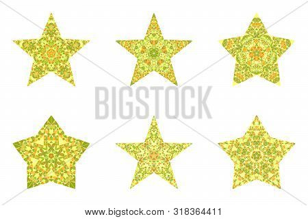 Abstract Tiled Mosaic Star Logo Template Collection - Ornamental Geometrical Geometric Polygonal Vec