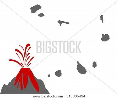Detailed And Accurate Illustration Of Map Of The Cape Verde Islands With Volcano