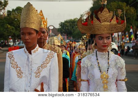 A Parade Of Traditional Cultural Costumes By Young People At The 74th Republic Of Indonesia Annivers