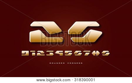 Stock Vector Golden Colored Numerals. For Sci-fi, Racing, Space Logo And Emblem Design