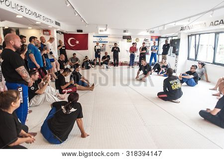 Kapap Instructor Altin Qoku With Large Group Of His Students