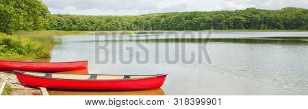 Beautiful Landscape Summer Scene At Canadian Ontario Kettles Lake In Midland Area. Canada Forest Par
